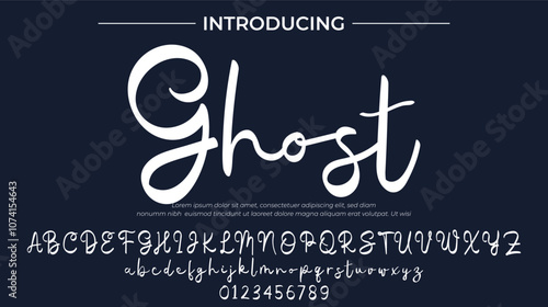 Ghost Font Stylish brush painted an uppercase vector letters, alphabet, typeface