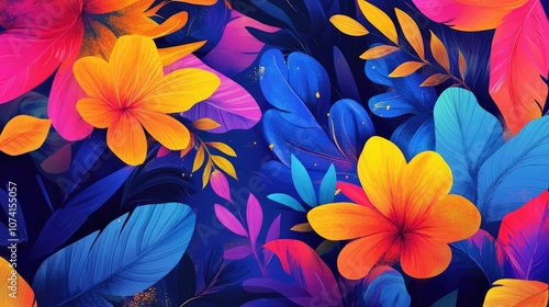 Wallpaper Mural Abstract floral background in vibrant colors Torontodigital.ca