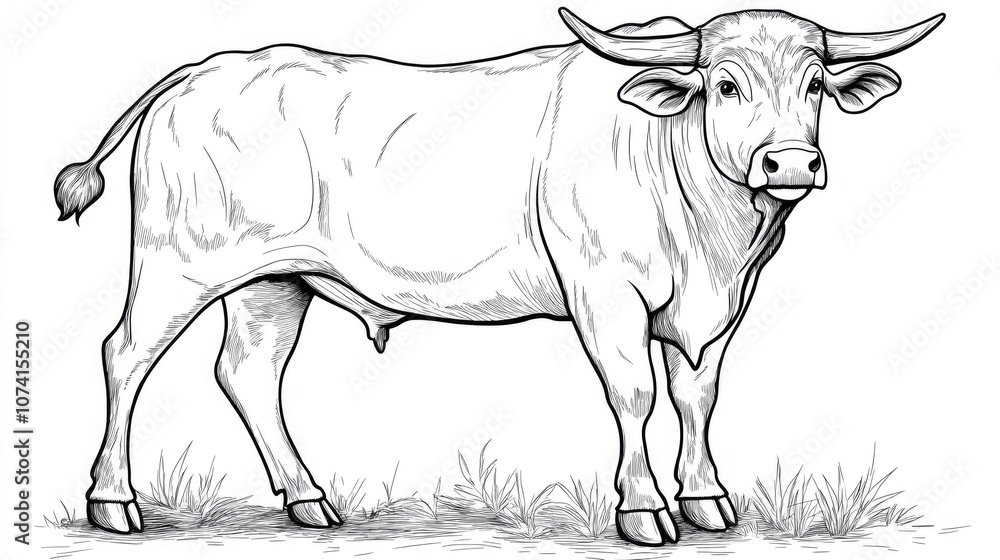 Fototapeta premium Bull coloring page outline suitable for children s coloring books