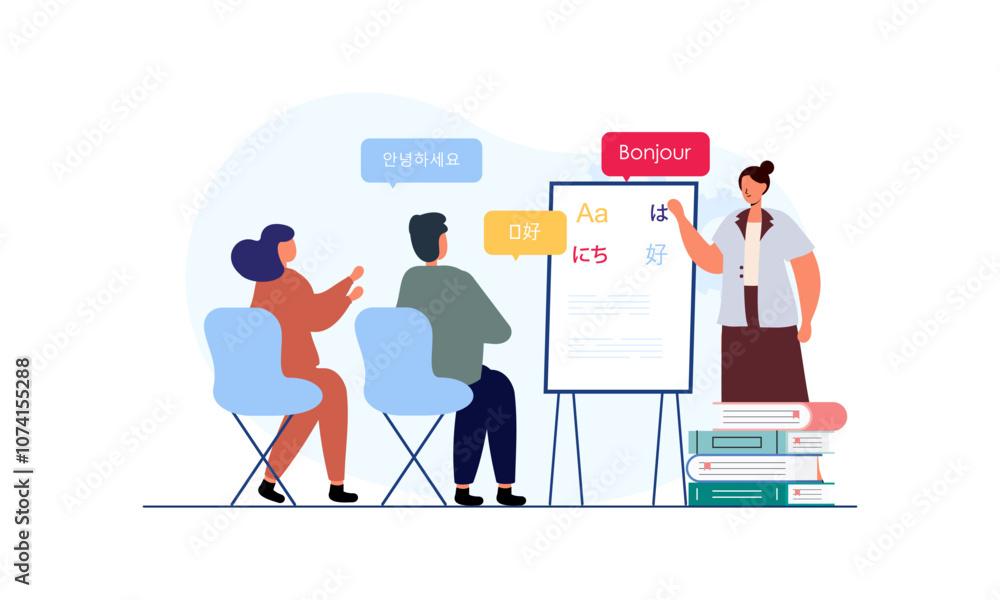 Language courses concept in flat design Language courses concept in flat design