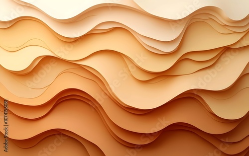 An abstract image showcasing flowing waves of caramel and beige tones, creating a warm and inviting atmosphere. Ideal for backgrounds or design projects.