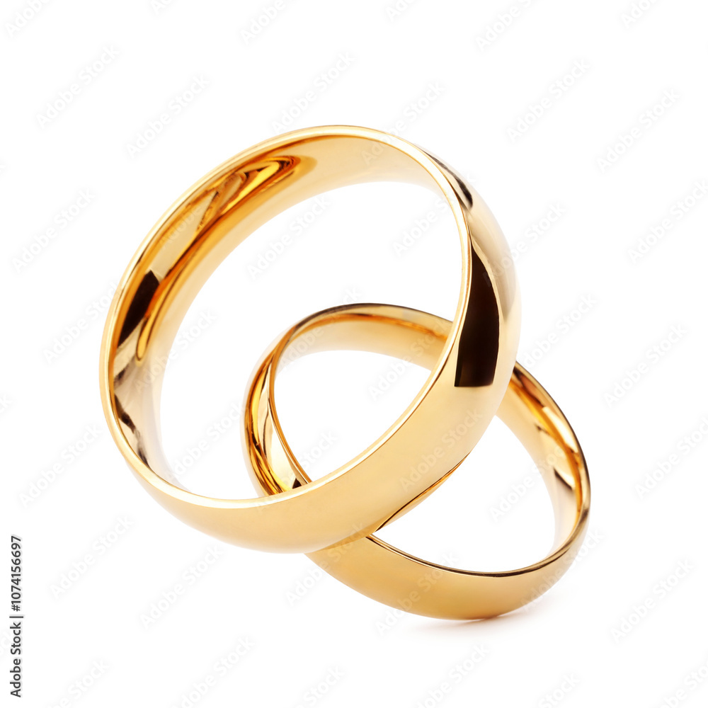 Beautiful golden wedding rings isolated on white Beautiful golden wedding rings isolated on white