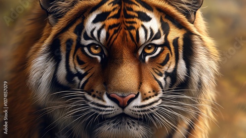 High resolution illustration of a tiger s face