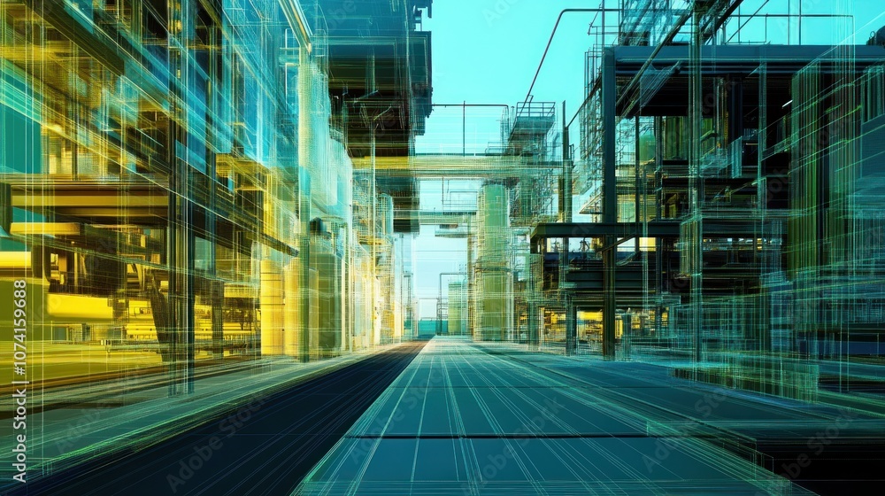 Obraz premium Abstract Industrial Wireframe Structure