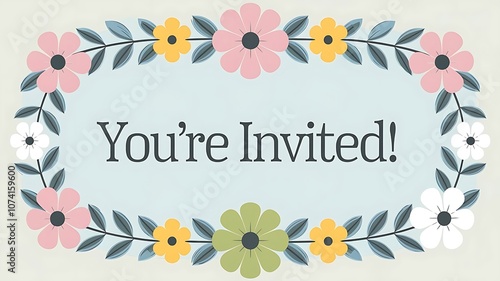 Floral Wreath Invitation with 