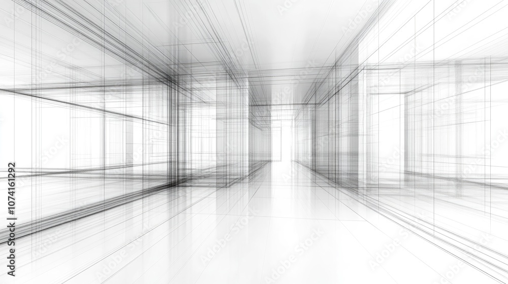 3D illustration of architectural sketches 3D illustration of architectural sketches