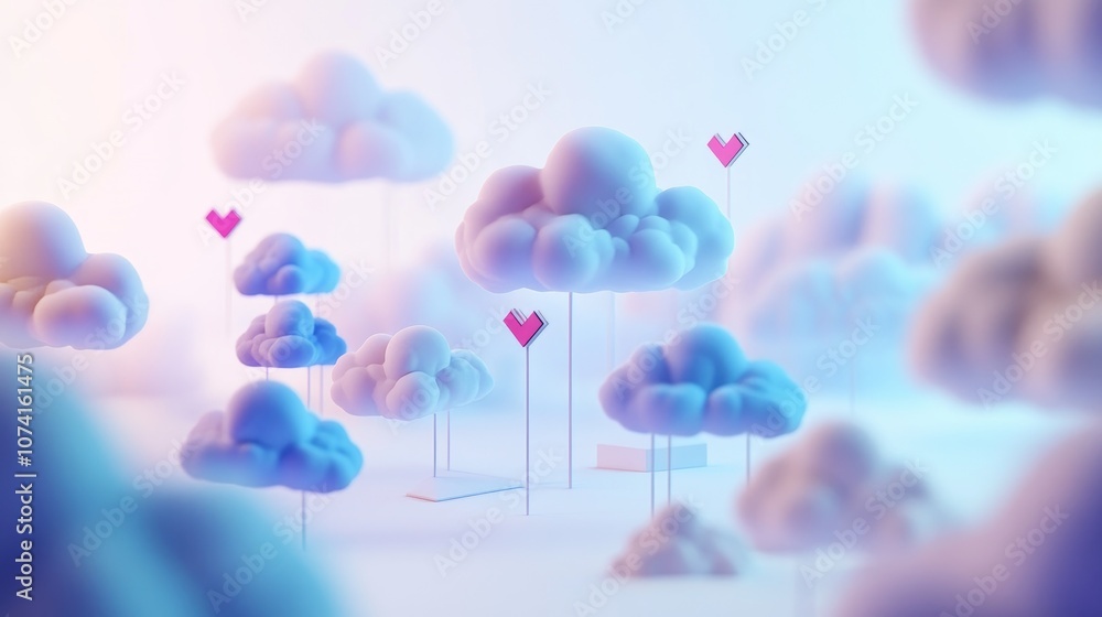Clouds with arrows on a white backdrop Clouds with arrows on a white backdrop