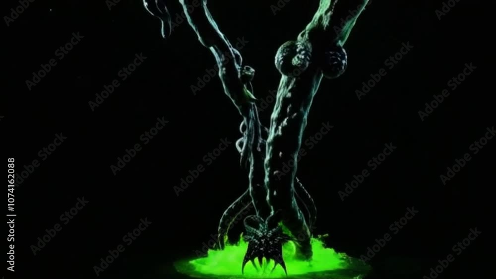 4K Video Transition with Black Tentacles Erupting from the Ground and Grabbing the Green Screen Creating a Horror Attack and Evil Effect 4K Video Transition with Black Tentacles Erupting from the Ground and Grabbing the Green Screen Creating a Horror Attack and Evil Effect