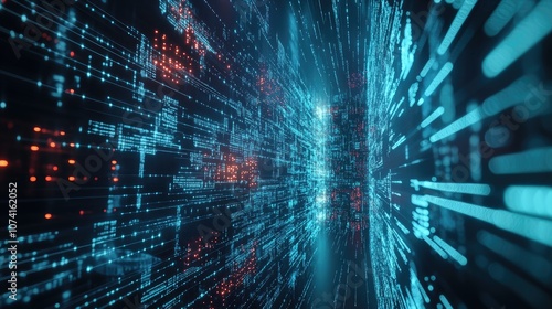 Abstract illustration of lines and dots representing concepts like big data technology artificial intelligence data transfer data flow language models and data mining