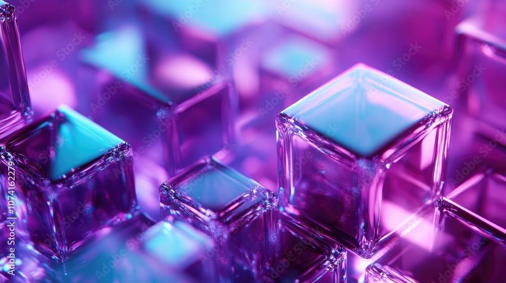 3D rendering of an abstract geometric background in purple and blue hues Suitable for advertising technology product showcases games sports cosmetics and metaverse themes Sci Fi illustration 3D rendering of an abstract geometric background in purple and blue hues Suitable for advertising technology product showcases games sports cosmetics and metaverse themes Sci Fi illustration