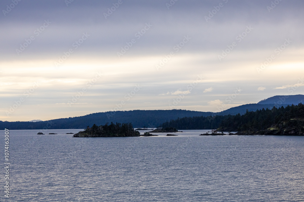 Serene Seascape of Gulf Islands in British Columbia Canada