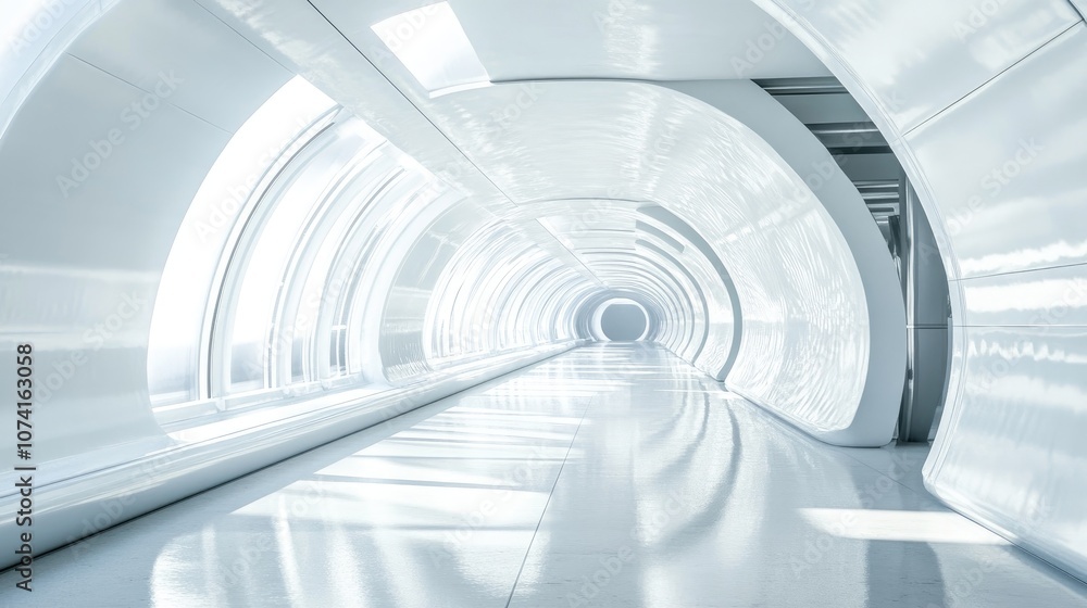 3D rendering of an interior passage in a space station 3D rendering of an interior passage in a space station