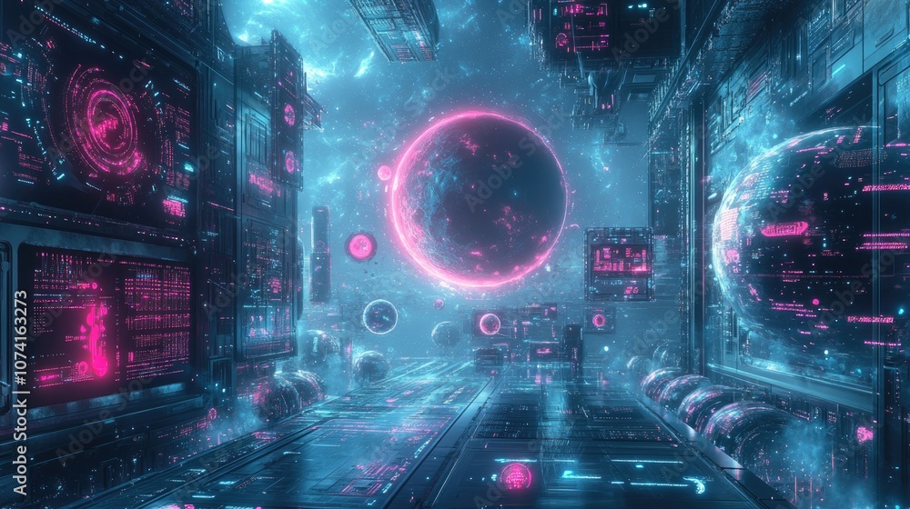 Digital world web illustrations featuring space themed Metaverse designs for use in social media ad campaigns website headers landing pages billboards and promotional materials Digital world web illustrations featuring space themed Metaverse designs for use in social media ad campaigns website headers landing pages billboards and promotional materials