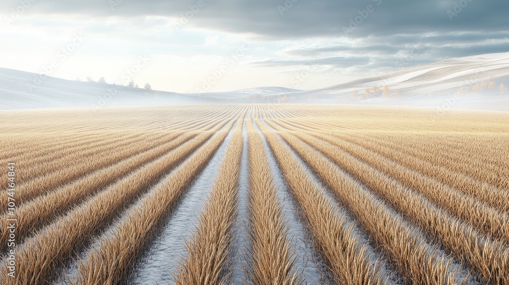 Abundant winter wheat crops flourishing in an autumn agricultural landscape Abundant winter wheat crops flourishing in an autumn agricultural landscape