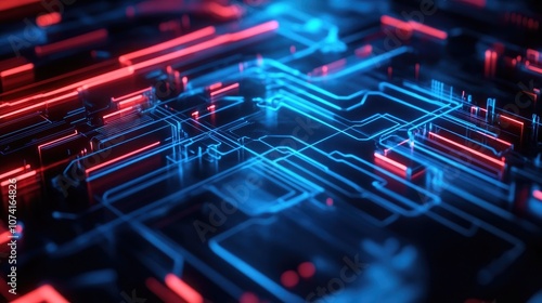 Neon abstract background with high tech elements