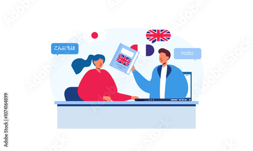 Language courses concept in flat design