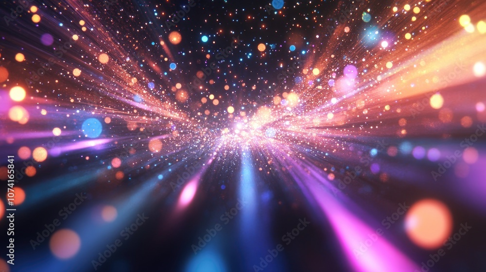 Abstract blurred space comet with multi colored light lines on a black background in a 3D cartoon rendering Abstract blurred space comet with multi colored light lines on a black background in a 3D cartoon rendering