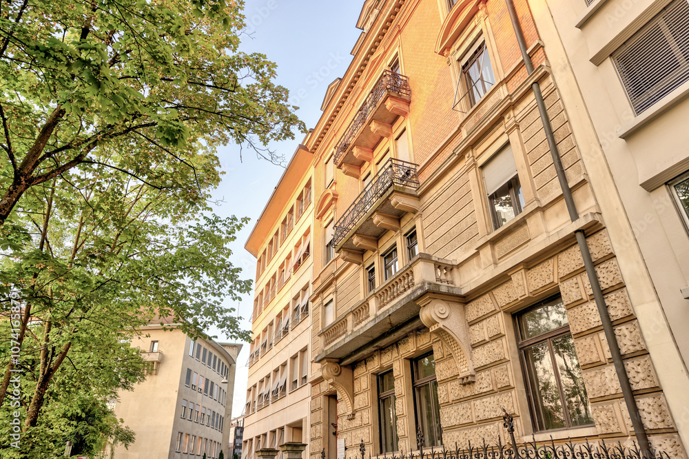 Zurich, Switzerland - July 26, 2024: Residential building exteriors in Zurich Switzerland
Zurich, Switzerland - July 26, 2024: Residential building exteriors in Zurich Switzerland