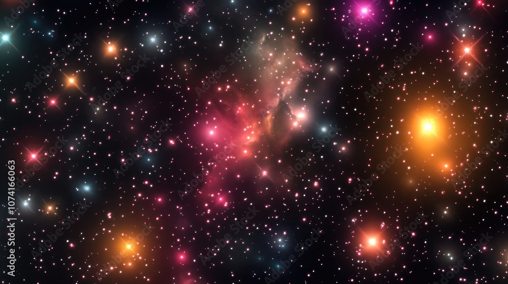 3D cartoon rendering depicting stars in a galaxy within open space 3D cartoon rendering depicting stars in a galaxy within open space