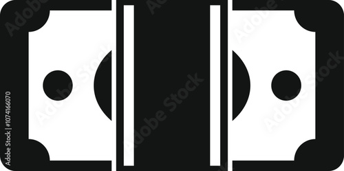 Black simple magnetic stripe card paying money banknote cash finance purchase icon