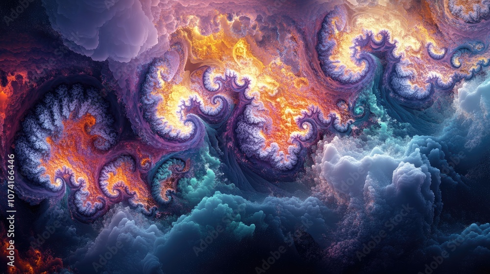 3D cartoon rendering of abstract fractal clouds suitable as an element in projects related to the universe cosmos astronomy science and education 3D cartoon rendering of abstract fractal clouds suitable as an element in projects related to the universe cosmos astronomy science and education