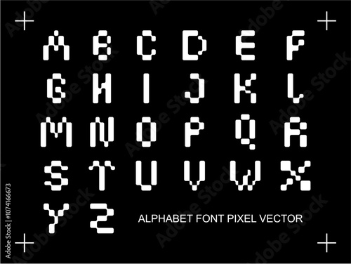 Alphabet font pixel vector