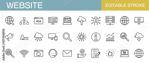 Website line icons set. Editable stroke , vector illustration
