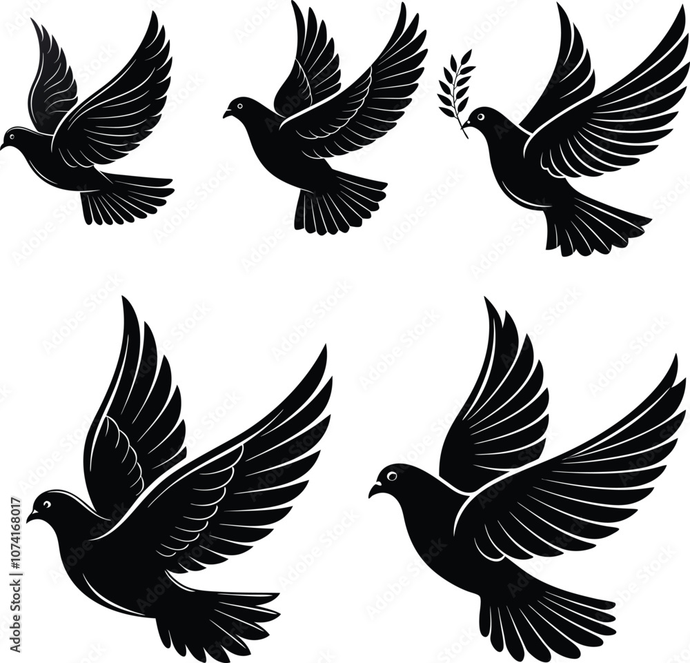 Obraz premium Dove Is Flying Vector art, illustration with a plane icon logo