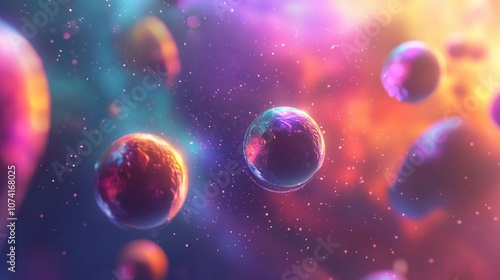 Wallpaper Mural Colorful and blurry elements create a fake space galaxy background in a 3D cartoon rendering Torontodigital.ca