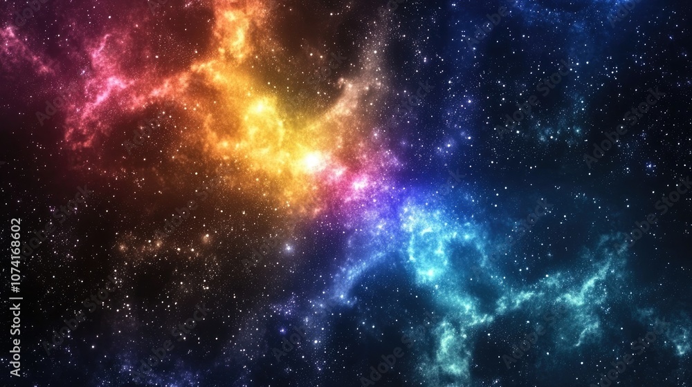 Obraz premium 3D cartoon rendering of a high definition star field backdrop featuring a colorful starry night sky and outer space texture