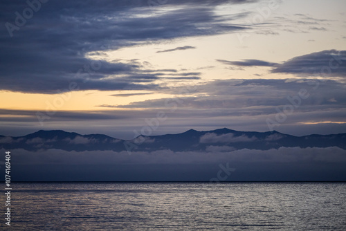 Serene Sunset Over Vancouver Island Mountains and Ocean