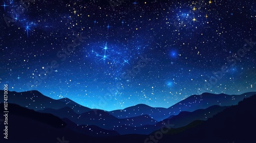 3D cartoon depiction of a dark blue night sky filled with numerous stars and the Milky Way in the background