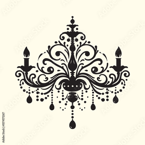 Chandelier vector, Chandelier silhouette vector icon black and white