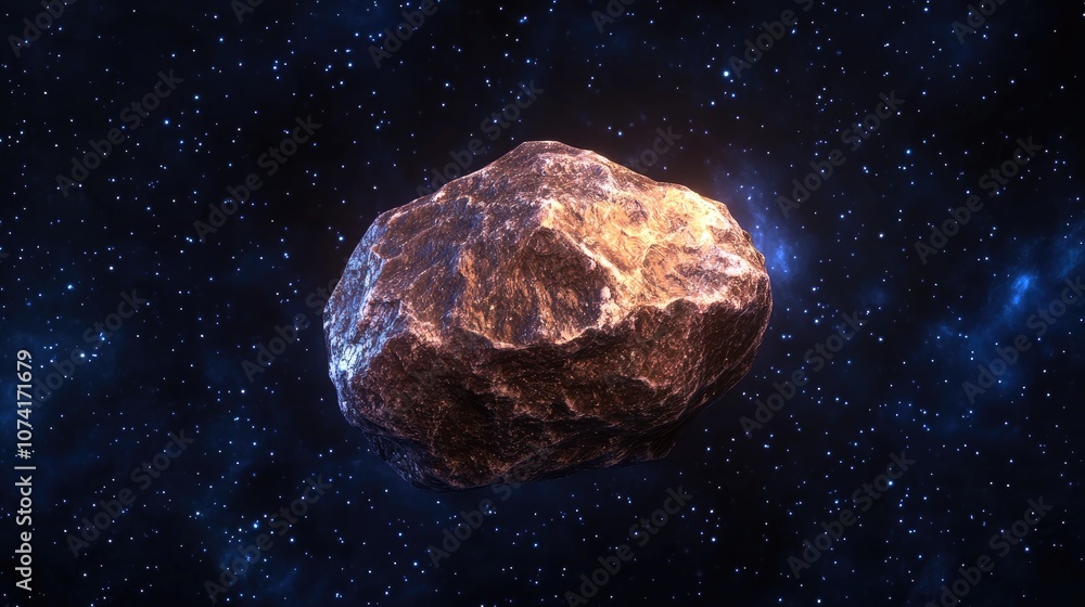 Isolated asteroid in a 3D cartoon rendering with a black background Isolated asteroid in a 3D cartoon rendering with a black background