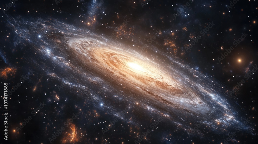 Naklejka premium Cosmic galaxy background with stars and cosmic gas in a 3D cartoon rendering