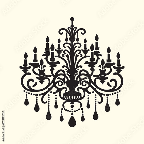 Chandelier vector, Chandelier silhouette vector icon black and white