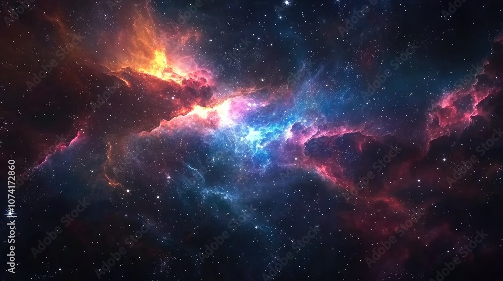 Beautiful galaxy in 3D cartoon rendering featuring nebulae and stars Beautiful galaxy in 3D cartoon rendering featuring nebulae and stars