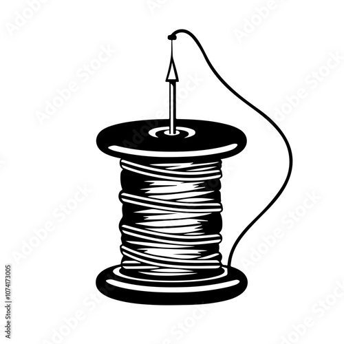 Spool Thread With Needle Vector Logo