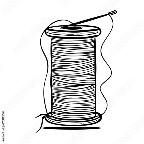 Spool Thread With Needle Vector Logo