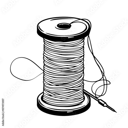 Spool Thread With Needle Vector Logo