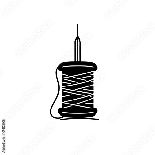 Spool Thread With Needle Vector Logo