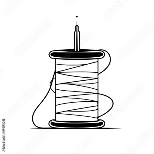 Spool Thread With Needle Vector Logo
