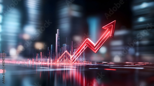 Falling red arrow and bank collapse, financial crisis and bankruptcy