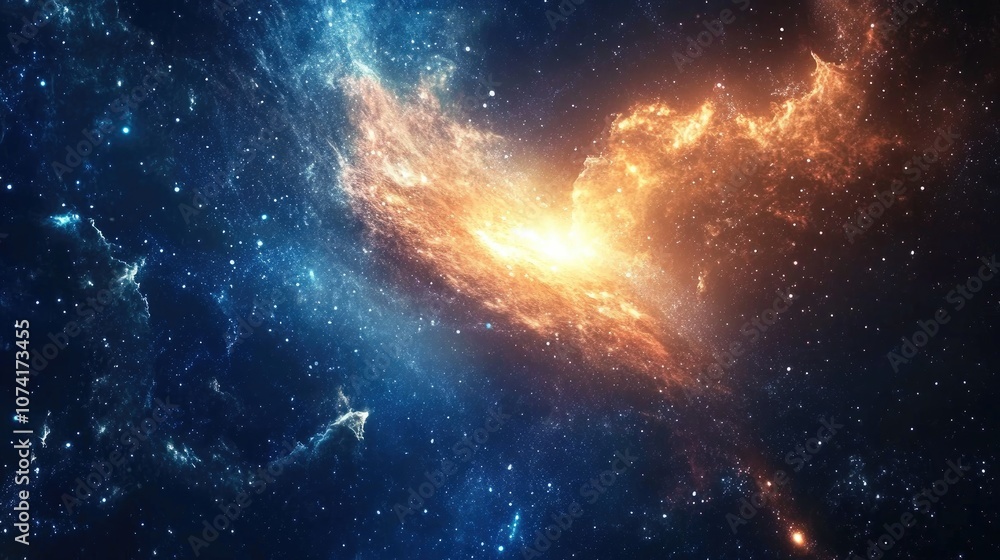 Fototapeta premium 3D cartoon depiction of stars and a galaxy in open space