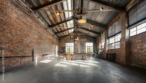 Wallpaper Mural Industrial Loft with Exposed Beams, Concrete Floors, and Vintage Lighting Torontodigital.ca
