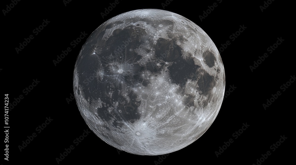 Full moon on a dark night presented in 3D cartoon rendering Full moon on a dark night presented in 3D cartoon rendering