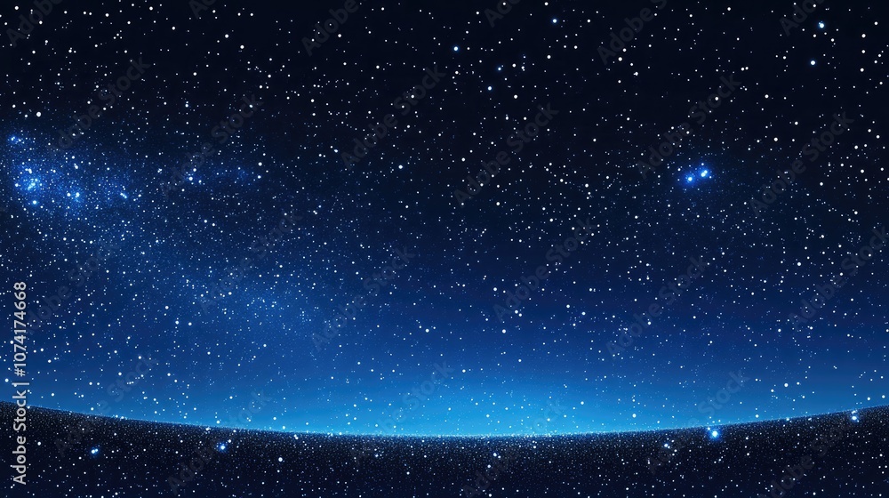 3D cartoon depiction of a dark blue night sky filled with stars and the Milky Way against a space backdrop 3D cartoon depiction of a dark blue night sky filled with stars and the Milky Way against a space backdrop