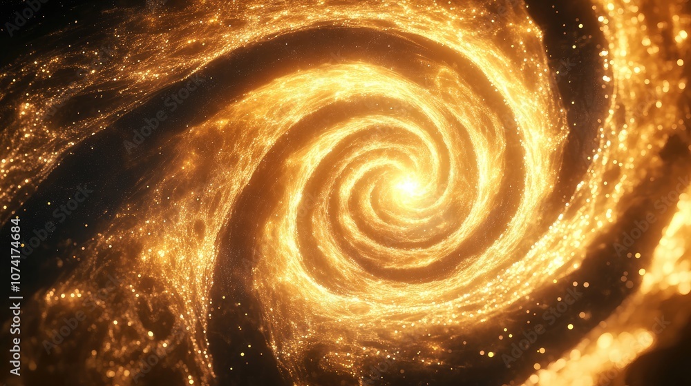 Galaxy fractal in a 3D cartoon rendering featuring a star explosion and spiral elements