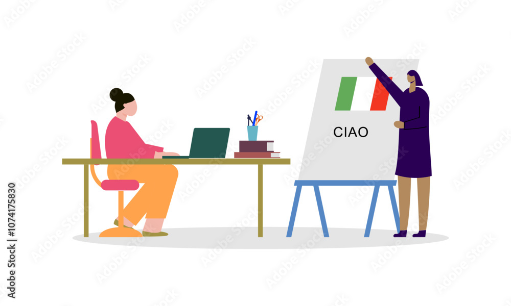 Language courses concept in flat design Language courses concept in flat design