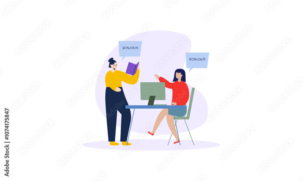 Language courses concept in flat design Language courses concept in flat design